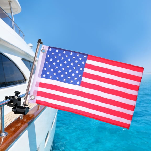 LOLIPPYY USA Flag Boat Pole Kit with Heavy Duty Marine Grade Flag Pole Holder for Outdoor and Marine Use