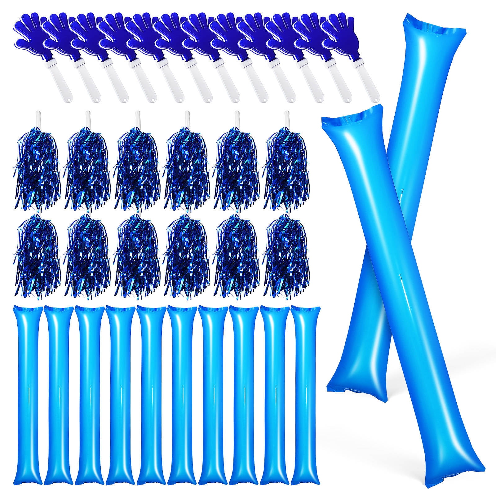 LOLIPPYY 1 Set Inflatable , Pom Poms, and Hand Clappers for Sports Events, Parties, and Outdoor Activities