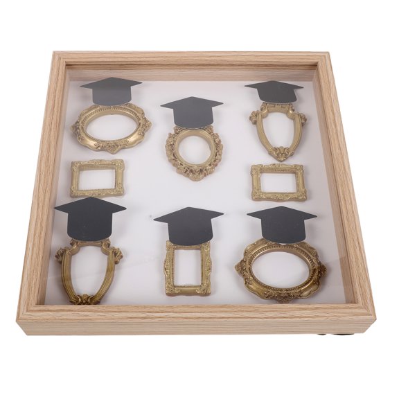 LOLIPPYY 1Set Vintage Style Wooden Graduation Photo Frame Shadow Box Beige for Memory Display