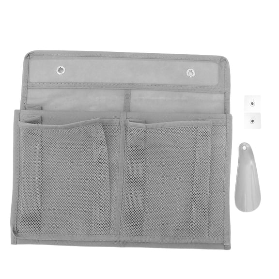 LOLIPPYY Wall Mounted Shoe Storage Rack Grey Over Door Organizer with Mesh Pockets for Closet and Apartment Space Saving