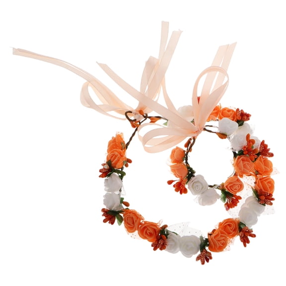 LOLIPPYY Bride Hair Accessories, Artificial Floral Crown and Wrist Corsage, Assorted Color, for Decoration