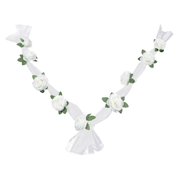 LOLIPPYY 1 Set White Rose Artificial Flower Belt Wedding Car Decoration Elegant Floral Ornament for Wedding Ceremony