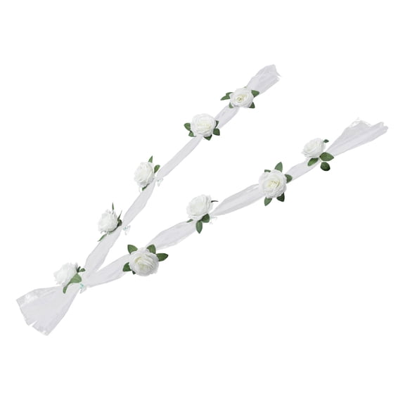 LOLIPPYY 1Set White Artificial Rose Wedding Car Ornament Chic Fake Flower Decoration