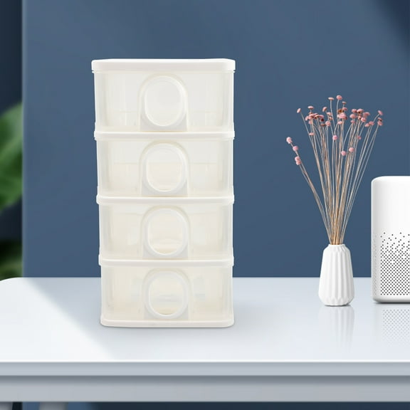 LOLIPPYY 1Set White Clear Organizer with Drawer Design for Makeup Stationary in Home Office Use