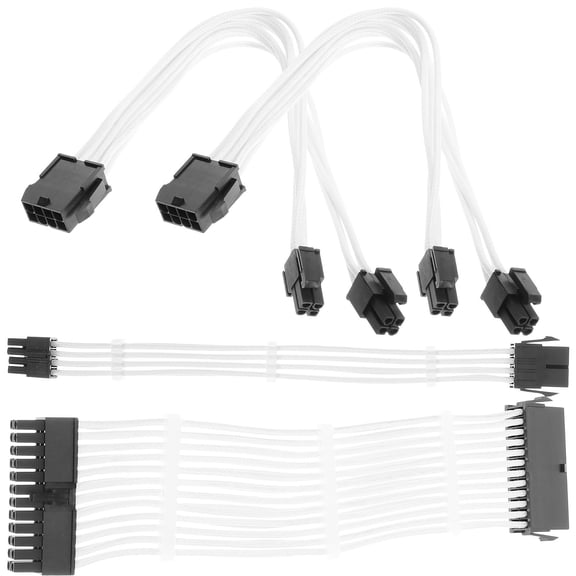 LOLIPPYY 1Set White Modular Power Supply Cable Kit with Silicone Copper Wire for Home Pc Use