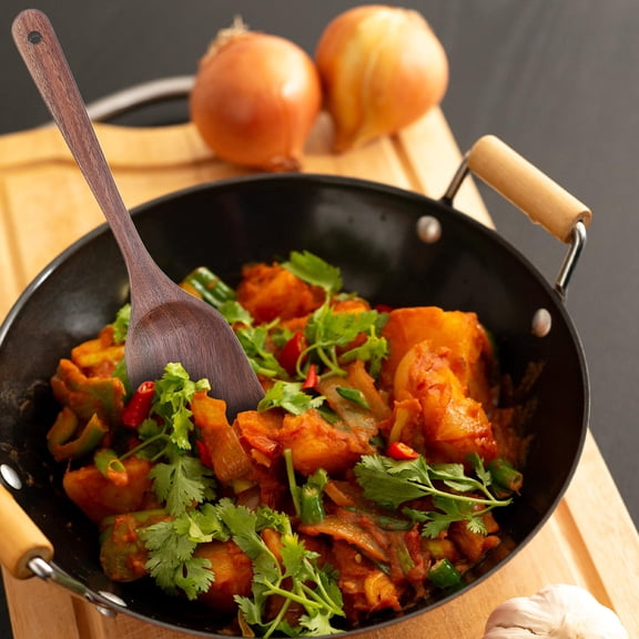 LOLIPPYY 1Set Wooden Spatula and Spoon Set Brown Kitchen Utensils for Nonstick Pan Protection