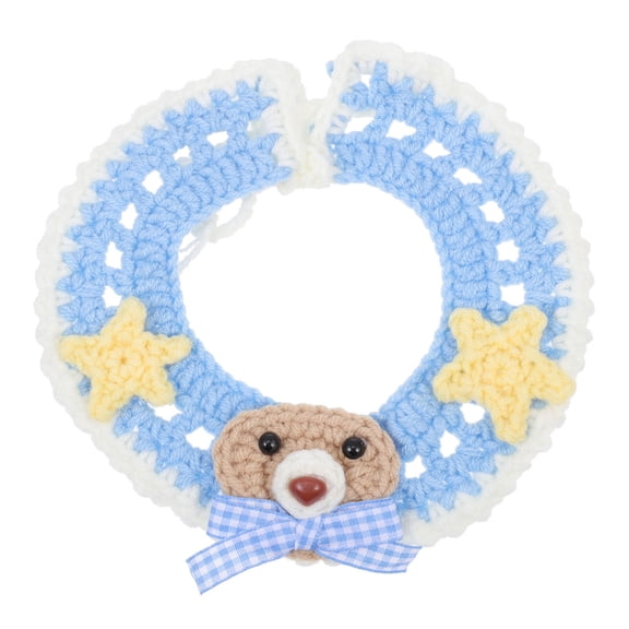 LOLIPPYY 1pc Adjustable Kitten Collar Safety Woolen Yarn Cartoon Collar Cat Neckwear
