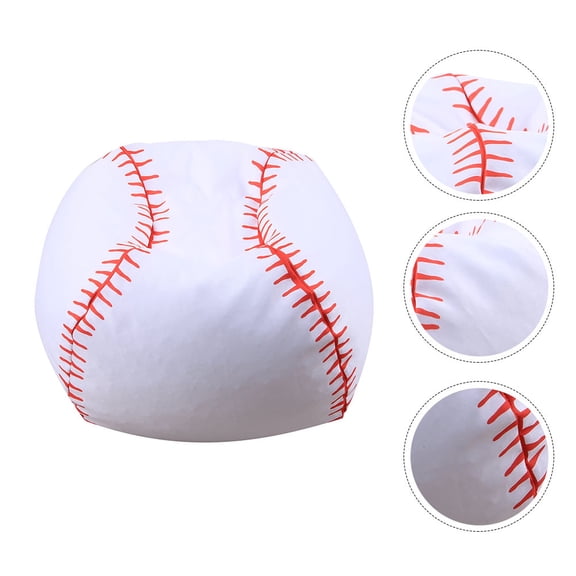 LOLIPPYY 1pc Baseball Bag Zipper Design Functional Bean Bag Chair For Kids Toys White Full Polyester