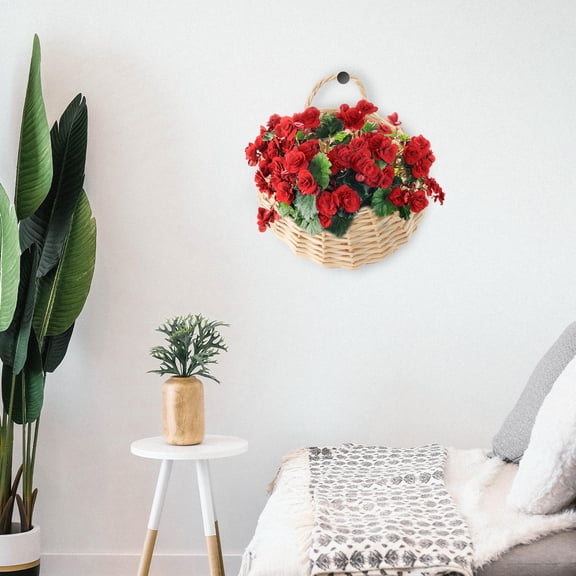 LOLIPPYY 2 PCS Wall Woven Flower Baskets Wicker Original Rustic Home Use Hanging