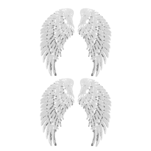 LOLIPPYY Stylish Angel Wings Patch, Iron-on Garment Decor, Plated Silver Sequin, 2Pairs