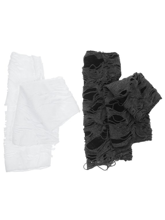 2 Pairs Goth Grunge Gloves Assorted Color Ripped Design for Cosplay Music Concerts