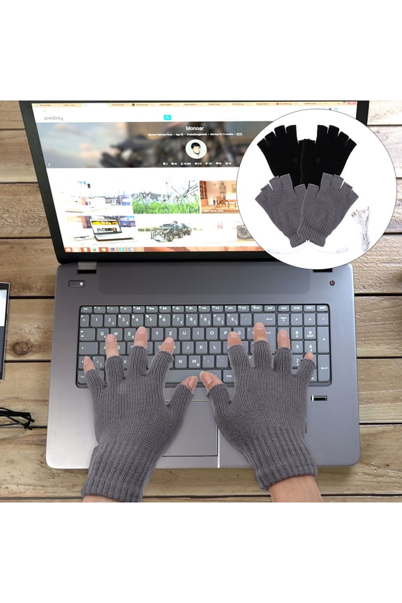 2 Pairs Heated Half Finger Gloves for Winter Warmth, Thermal Hand Warmers with Touchscreen Compatibility