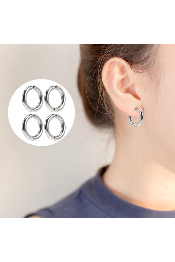 2 Pairs Women's Jewelry Non Pierced Earrings Hoops for Women Everyday Wear