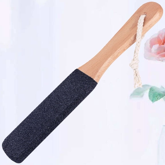 LOLIPPYY Set of 2 Double-Sided Foot Files with Wooden Handles for Home Use and Black Color