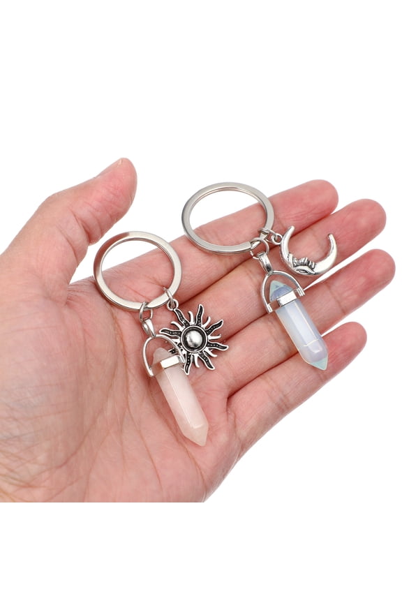 2-Pack Matching Alloy Couple Keychains, Trendy Bag Charms for Everyday Use and Giving
