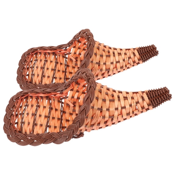 LOLIPPYY 2 Pcs Ox Horn Creative Wicker Fruit Basket Chocolate Storage Holder for Living Room