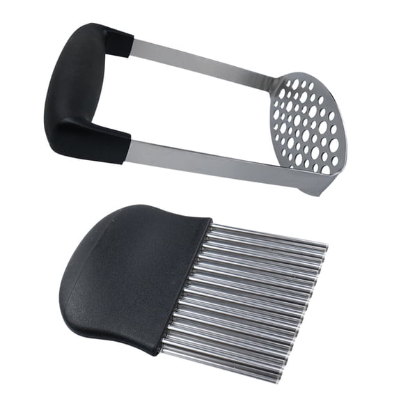 LOLIPPYY 2-Piece Black Potato Masher Set for Cooking, Kitchen Tools with Easy-to-Use Design