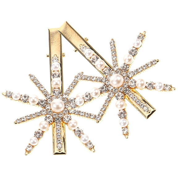 LOLIPPYY 2 Pcs Rhinestone Hair Clips Golden Decorative Effect for Women Banquets