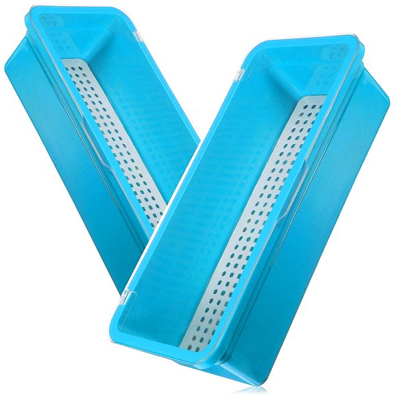 LOLIPPYY 2-Pack Sky Plastic Silverware Organizer Box with Lid, Flatware Storage Container for Household Kitchen