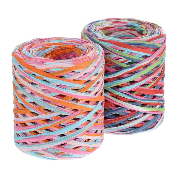 LOLIPPYY 2 Rolls Raffia Paper Ribbon Packing Rope Gift Wrapping Ribbon