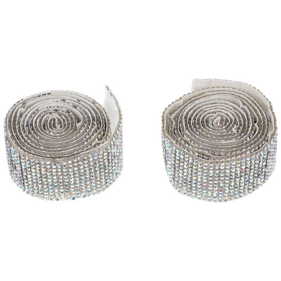 LOLIPPYY 2 Rolls Rhinestone Trim Self-Adhesive White for Phone Decoration