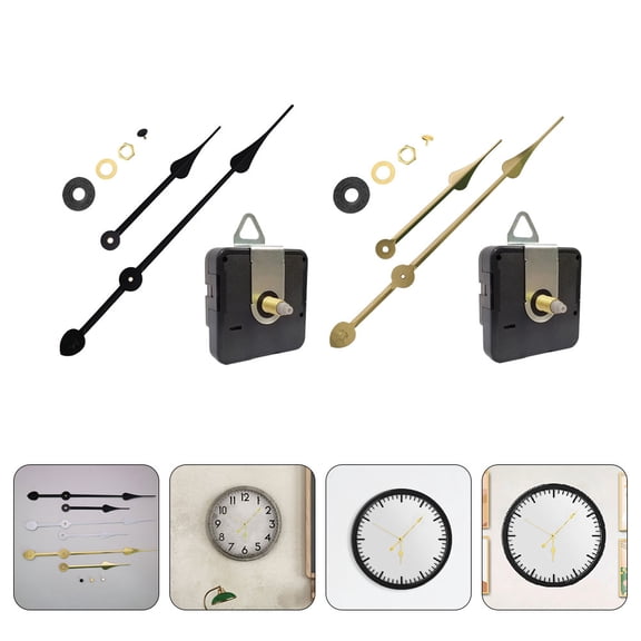 LOLIPPYY 2 Sets Repair Clock Accessory Kit DIY Clock Mechanism Replacement Metal Black for Craftsmen