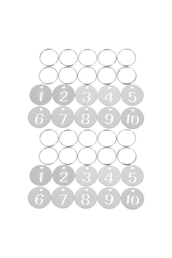 2 Sets Stainless Steel Number Tags: Round Numbered 1-10 Key Tags Labeling Metal Keychain for Organized Management - Used for Parking Lots, Warehouses