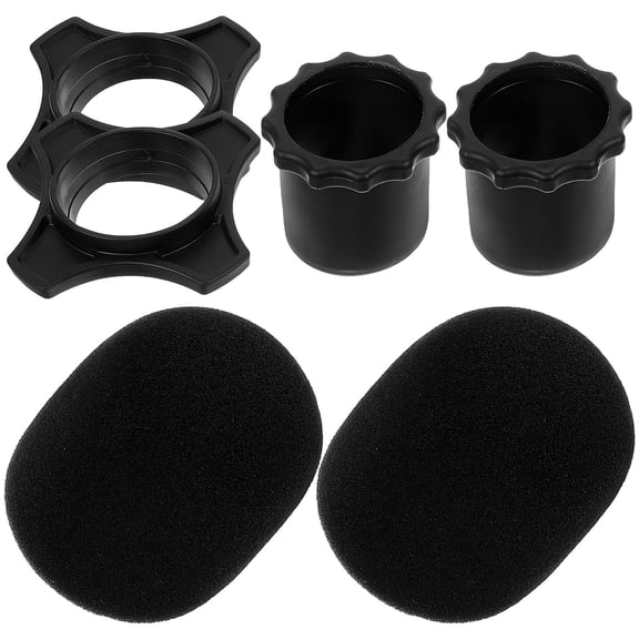 LOLIPPYY 2-Pack Thickened Black Foam Microphone Covers for Outdoor Use, Windproof and