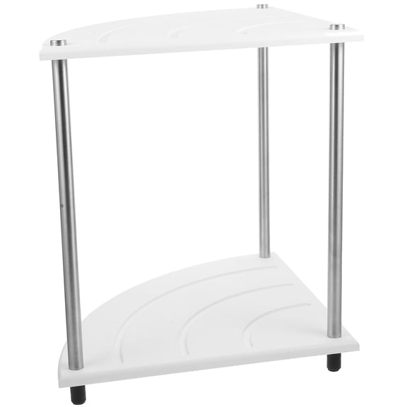 LOLIPPYY 2 Tier Bathroom Cosmetics Holder White Corner Shelf Sturdy Metal Diatom Ooze Material