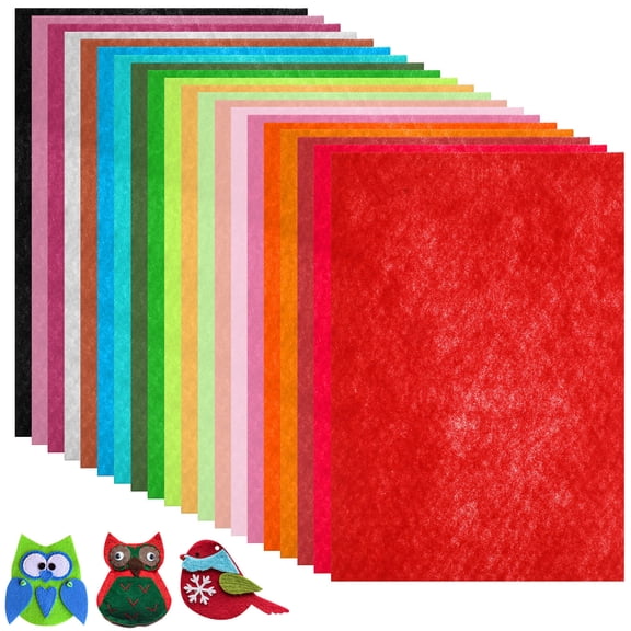 LOLIPPYY 20 Pieces Multi-Colored Felt Craft Sheets Stiff Fabric for Adult Projects and Crafts