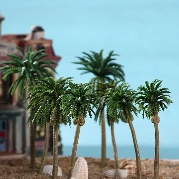 LOLIPPYY 20 Pcs Miniature Palm Tree Green Plastic Coconut Tree for Garden and Decorative Use