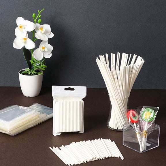 LOLIPPYY 200Pcs Candy Treat Sticks from White Paper for Cookies Craft Projects