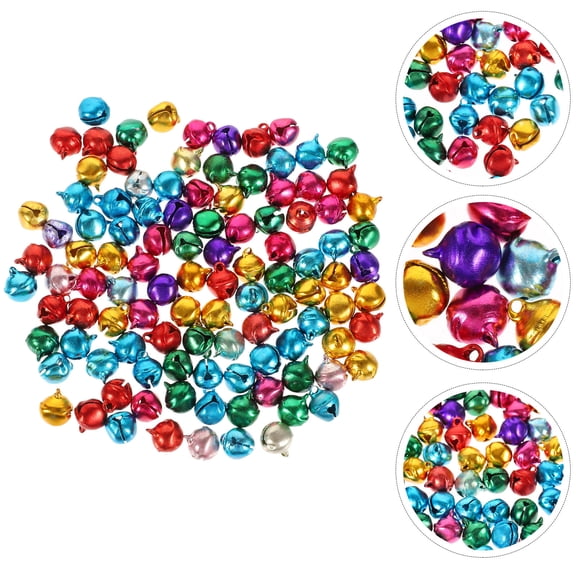 LOLIPPYY 200Pcs Decorative Metal Bells for DIY Festival Crafts Small Bell Charms Assorted Color