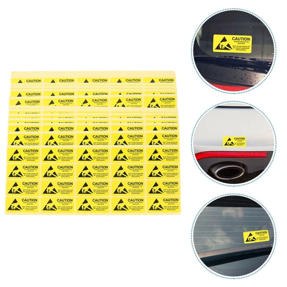 LOLIPPYY 200Pcs Electrostatic Warning Stickers Yellow Antistatic Labels for Electrical Devices Safety