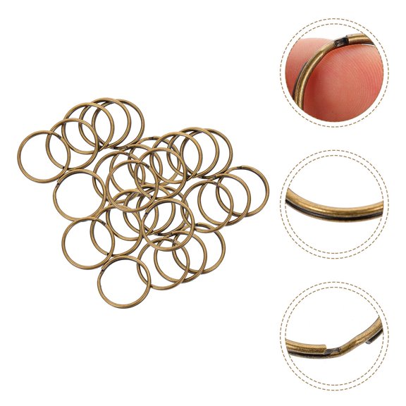 LOLIPPYY 200Pcs Golden Key Rings Retro Style Convenient Split Rings Perfect for DIY Jewelry Accessory