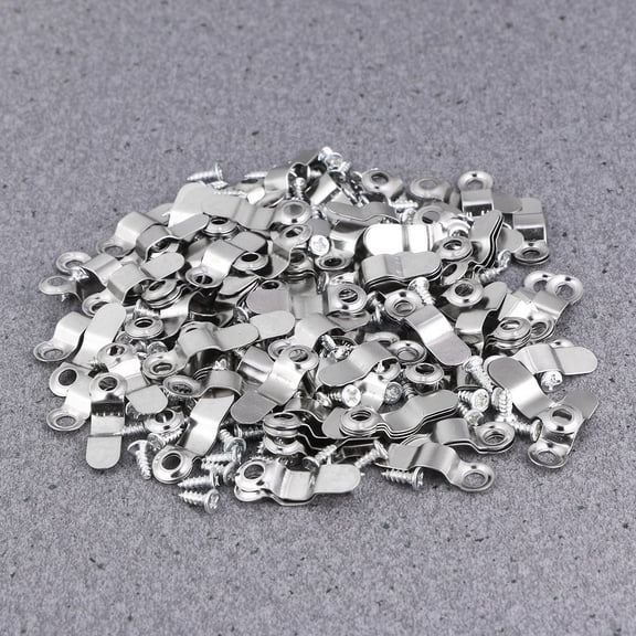 LOLIPPYY 200Pcs Plated Silver Picture Frame Back Plate Set with Arch Shape Nails for Wood Frame Attachment