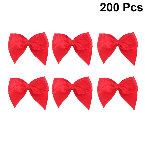 LOLIPPYY 200Pcs Red Ribbon Bowknot for Clothes DIY Bowknot Headdress Cloth Flower Accessory Decoration