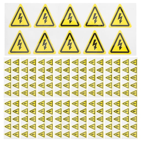 LOLIPPYY 200Pcs Self Adhesive Electrical Warning Decals Yellow Triangle Durable Outdoor Safety Labels