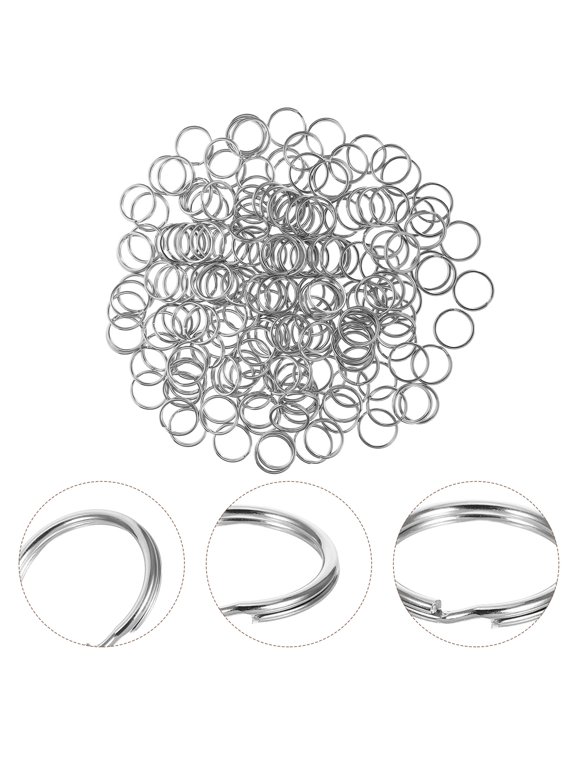200-Pack Small Stainless Steel Round Split Key for Crafts, Keychains, and Secure Key Organization
