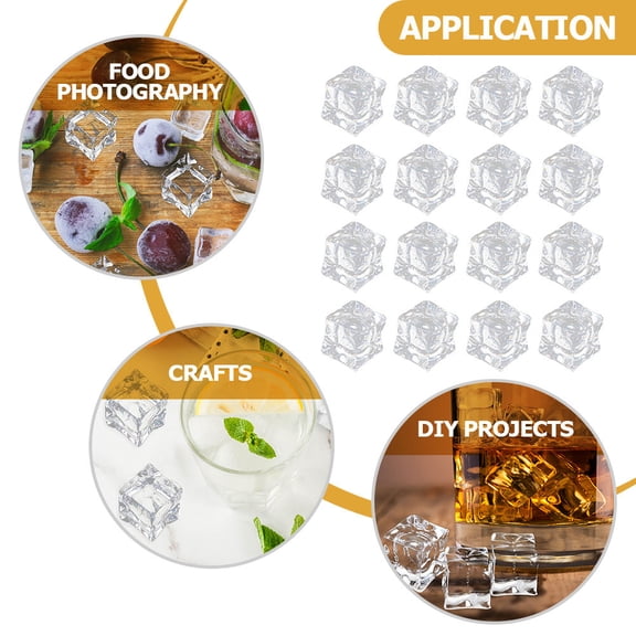 LOLIPPYY 200Pcs Transparent Acrylic Fake Ice Cubes Reusable Plastic Ice Cubes for Decorative Use