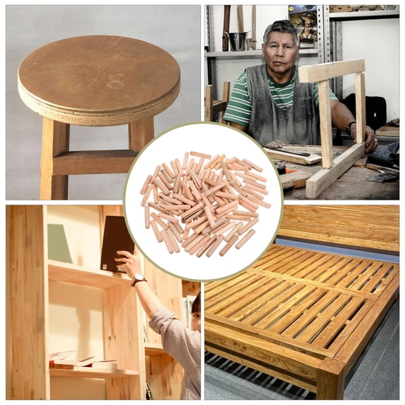 LOLIPPYY 200Pcs Wood Plugs for Screw Holes Beige Wooden Dowels for Carpentry and Furniture Projects
