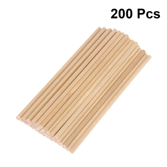 LOLIPPYY 200Pcs Wooden Round Dowel Rods for Woodworkers and Hobbyists Khaki 5.9x0.2in