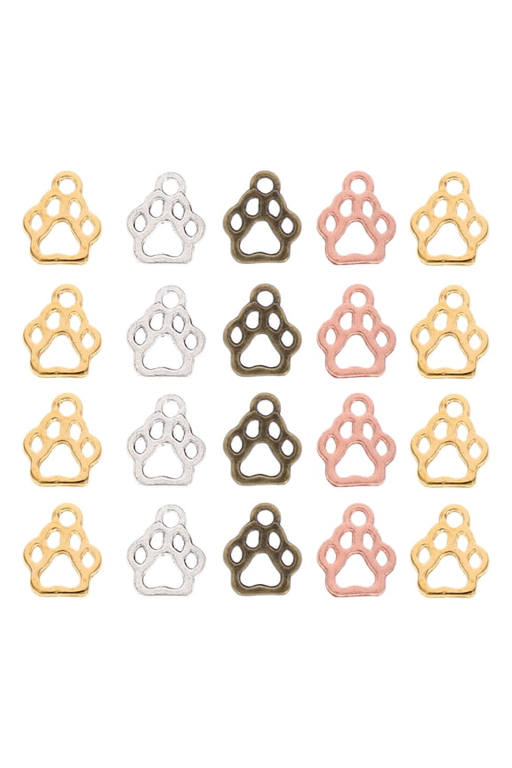 200Pcs Zinc Alloy DIY Dog Footprint Charms for Bracelet Pendant Keyring Accessories