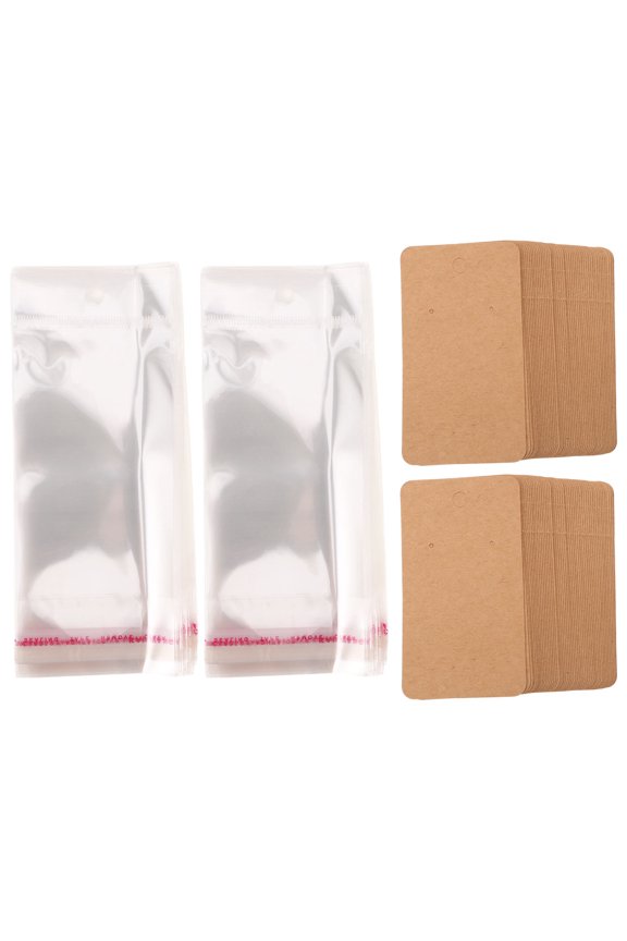 200Sets Rustic Light Brown Kraft Paper Earring Cards for Small Shop Jewelry Presentation