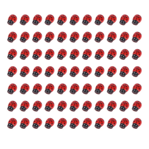 LOLIPPYY 200pcs Artificial Ladybug Decorations, Simulated Statues, Wooden Ornaments for Home and Garden