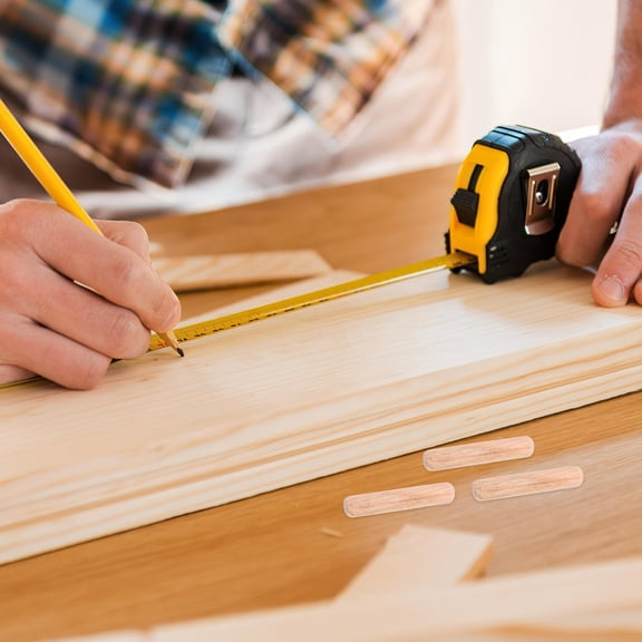 LOLIPPYY 200pcs Beige Wooden Dowels for DIY Projects Crafting Furniture Connections and Woodworking 3.0x0.5 Inches