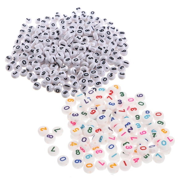 LOLIPPYY 200pcs DIY Number Beads Acrylic Assorted Color Handmade Crafts for Craft Projects