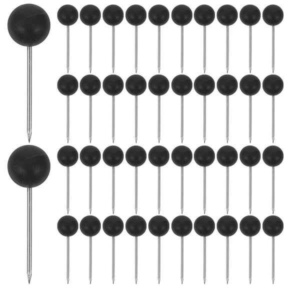 LOLIPPYY 200-Pack Black Push Pins with Stainless Steel Needles for Office, Map Marking, Crafting and Bulletin Boards