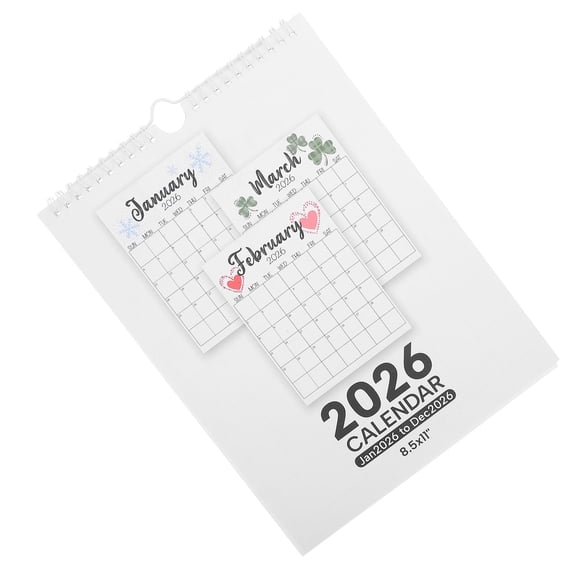 LOLIPPYY 2026 Annual Wall Calendar for Wall Mount with Easy Navigation and Spacious Monthly Planning Boxes