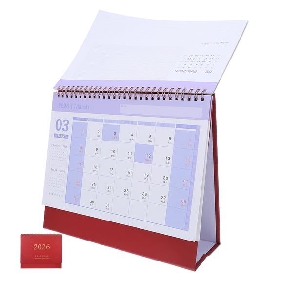 LOLIPPYY 2026 Daily Desk Planner Red Paper with Date Block for Home Office Workspace Organization 1 Piece